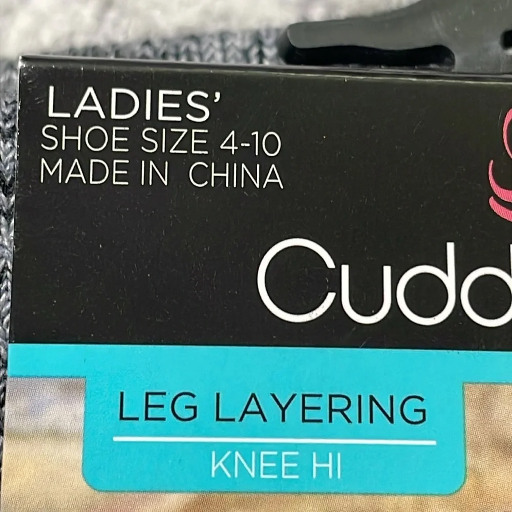 NWT’s Ladies Cuddl Duds Knee High Socks Spacedye Turncuff Graphite Size 4-10